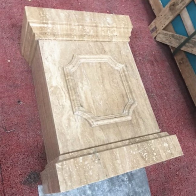 Beige marble square shape hollow column